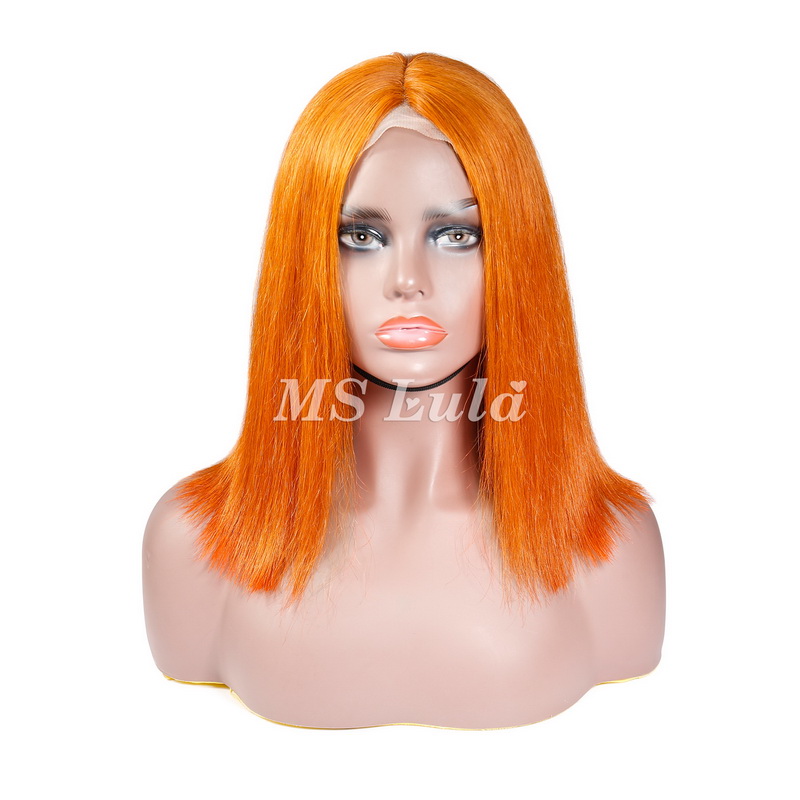 Orange Ginger Color Straight T Part BOB Lace Wig - 图片 2